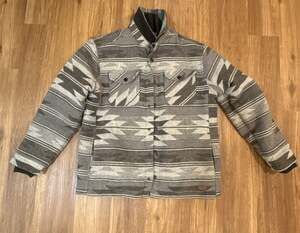 Jachs New York Aztec Sherpa Lined Jacket Size L Gray Brown